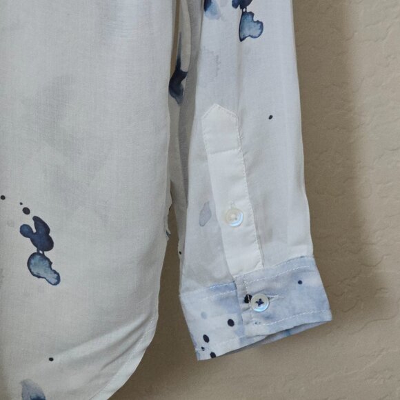 Anthropologie Pilcro The Romy Relaxed Buttondown Shirt Blue Bird Print Blouse XS - Picture 8 of 11